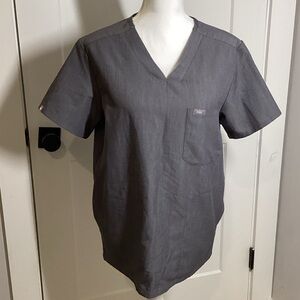 Figs Gray V-Neck Women's Top